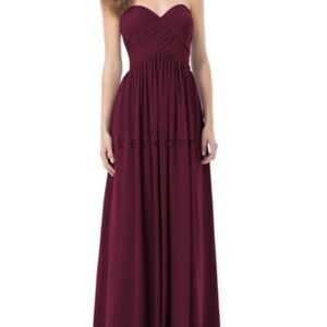 Bill Levkoff | Wine Chiffon Sweetheart Bridesmaid Dress Style 386, Size 8